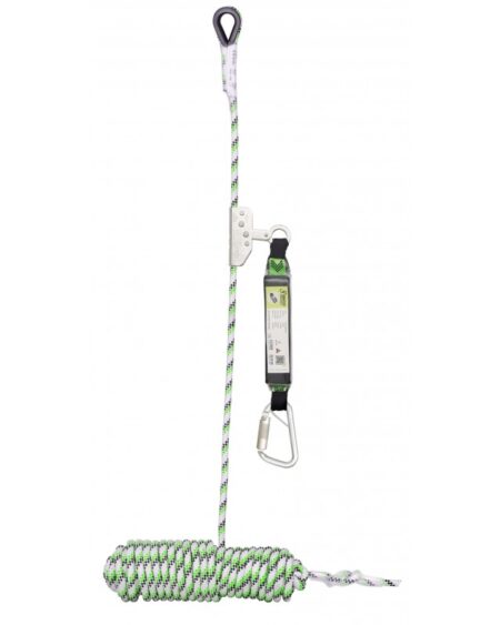 ANTICADUTA SCORREVOLE SU CORDA INTRECCIATA 20 M E CON ASSORBITORE DI ENERGIA
